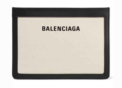 Balenciaga LEATHER TRIMMED CANVAS SHOULDER BAG Uberchique