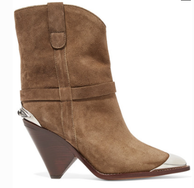 Isabel Marant LAMSY EMBELLISHED SUEDE ANKLE BOOTS