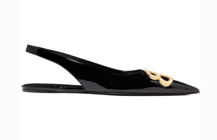 Balenciaga KNIFE LOGO-EMBELLISHED PATENT-LEATHER POINT-TOE FLATS