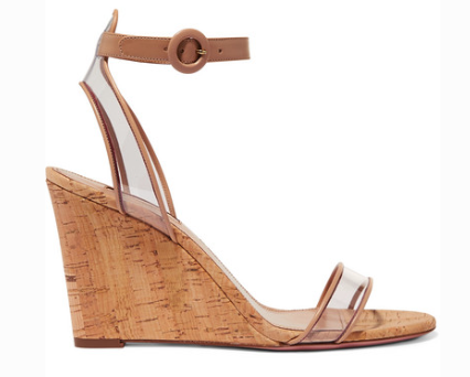 Aquazzura AQUAZZURA MINIMALIST 85 LEATHER AND PVC WEDGE SANDALS