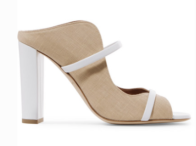 Malone Souliers MALONE SOULIERS NORAH 100 LEATHER-TRIMMED LINEN MULES