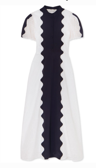 Valentino  VALENTINO PANELED BRODERIE ANGLAISE COTTON-BLEND DRESS