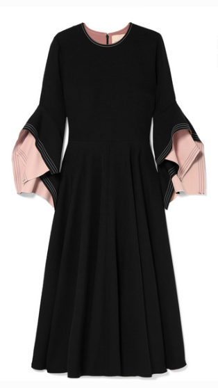 Roksanda ROKSANDA RUFFLED TWO TONE CADY MIDI DRESS Uberchique