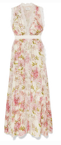 Giambattista Valli GIAMBATTISTA VALLI LACE-TRIMMED FLORAL-PRINT SILK