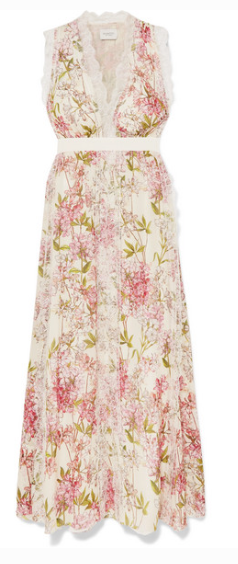 Giambattista Valli GIAMBATTISTA VALLI LACE-TRIMMED FLORAL-PRINT SILK