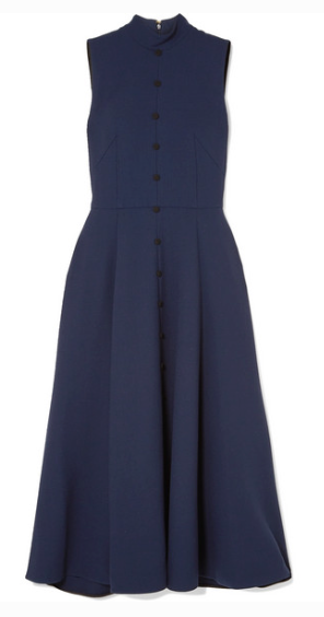 Emilia Wickstead PLEATED WOOL-CREPE DRESS