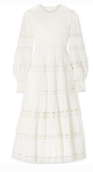 ZIMMERMANN PRIMROSE DAISY SMOCKED CROCHET-TRIMMED