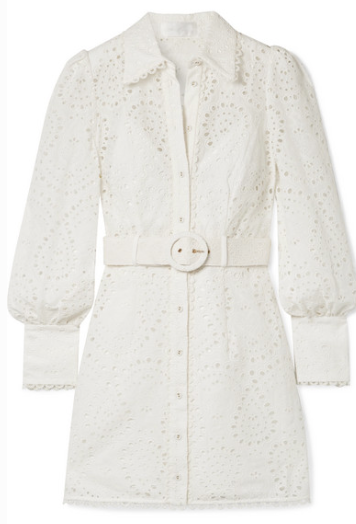 Zimmermann BELTED BRODERIE ANGLAISE COTTON MINI DRESS