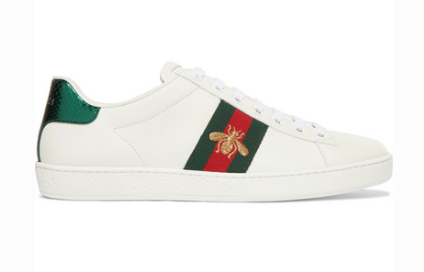 GUCCI ACE WATERSNAKE-TRIMMED EMBROIDERED