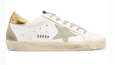 GOLDEN GOOSE SUPERSTAR DISTRESSED LEATHER AND SUEDE SNEAKERS