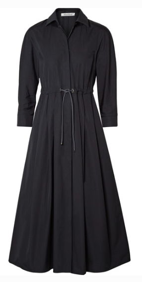 MAX MARA BELTED PLEATED COTTON-POPLIN MIDI DRESS