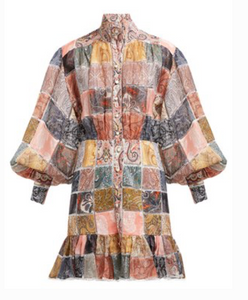 Zimmermann NINETY-SIX PATCHWORK-PRINT SHIRTDRESS