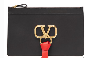 Valentino V-RING LEATHER POUCH