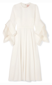 ROKSANDA TULLE-TRIMMED CREPE MIDI DRESS