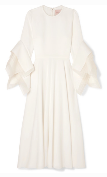 ROKSANDA TULLE-TRIMMED CREPE MIDI DRESS