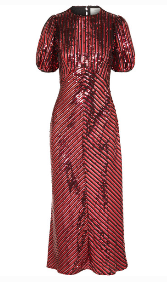 RIXO + LAURA JACKSON DAISY VELVET-TRIMMED SEQUINED