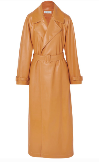 OCHI BELTED FAUX LEATHER TRENCH COAT