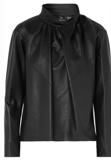 ISABEL MARANT CHAY TEXTURED LEATHER BLOUSE