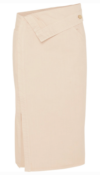 JACQUEMUS FOLDED DENIM MIDI SKIRT