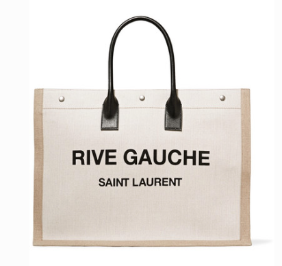 SAINT LAURENT SHOPPER LEATHER-TRIMMED PRINTED TOTE