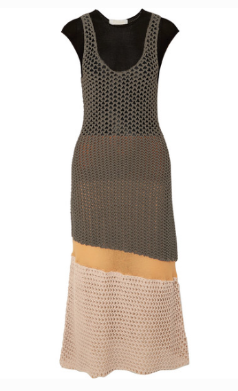 CHLOÉ CROCHETED COTTON-BLEND MIDI DRESS