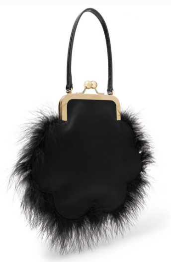 SIMONE ROCHA FLOWER FEATHER-TRIMMED SATIN TOTE