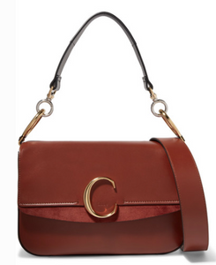 CHLOÉ CHLOÉ C MEDIUM SUEDE-TRIMMED LEATHER SHOULDER