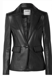 L'AGENCE PAULIE GROSGRAIN-TRIMMED LEATHER BLAZER