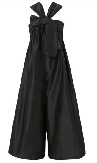 ULLA JOHNSON DOUTRE BOW-DETAILED TAFFETA JUMPSUIT