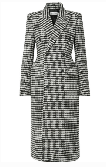Balenciaga - Double-breasted Houndstooth Wool-blend Coat - Black
