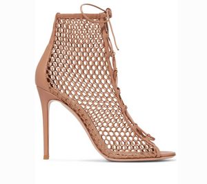 Gianvito Rossi 105 LACE-UP FISHNET ANKLE BOOTS