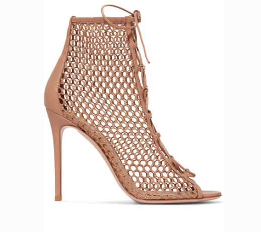 Gianvito Rossi 105 LACE-UP FISHNET ANKLE BOOTS