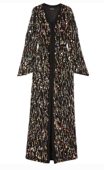 RASARIO SEQUINED CREPE GOWN