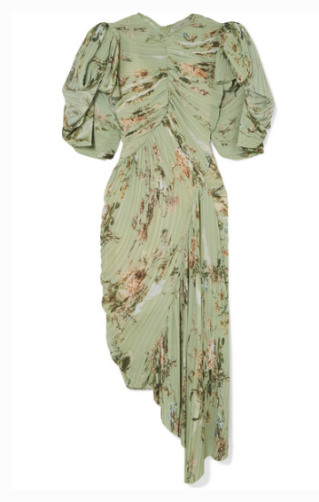 PREEN BY THORNTON BREGAZZI DRAPED PLEATED FLORAL-PRINT GEORGETTE