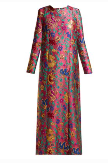 LA DOUBLEJ  Trapezio Dragon Flower-brocade maxi dress