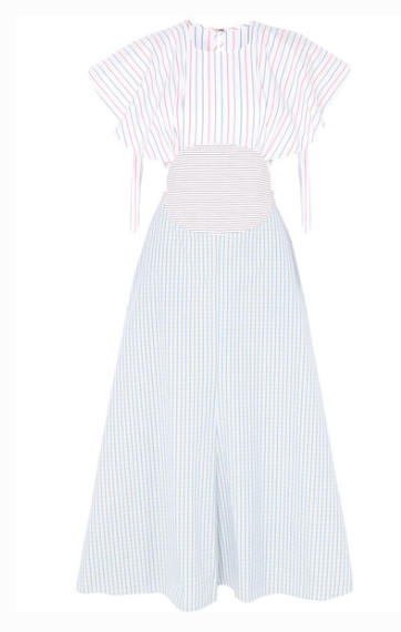 ROSIE ASSOULINE CUTOUT STRIPED COTTON-POPLIN MIDI DRESS