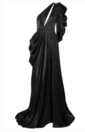 ONJ-OAJ PAIRAM EVELYN ONE-SHOULDER SILK-SATIN GOWN