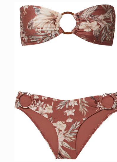 ZIMMERMANN WAYFARER RING-EMBELLISHED FLORAL-PRINT BIKINI