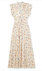 DOEN Carnation ruffled floral-print Swiss-dot cotton-voile maxi dress