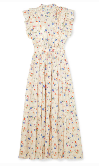 DOEN Carnation ruffled floral-print Swiss-dot cotton-voile maxi dress