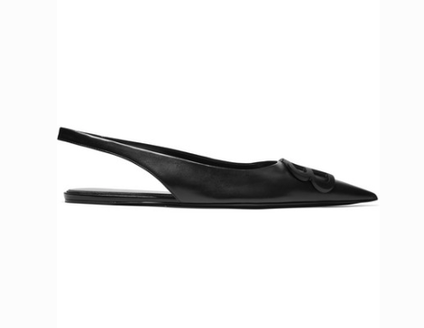 BALENCIAGA KNIFE LOGO-EMBELLISHED LEATHER POINT-FLATS