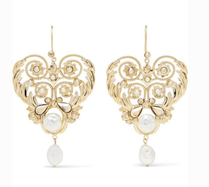 ETRO Gold-tone, crystal and faux pearl earrings
