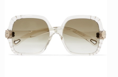 CHLOÉ Square-frame acetate and gold-tone sunglasses