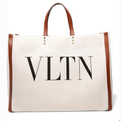 VALENTINO Valentino Garavani Plage large leather-trimmed printed canvas tote