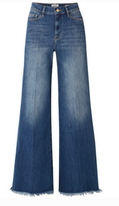 FRAME Le Palazzo frayed high-rise wide-leg jeans