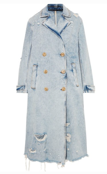 ALEXANDER WANG Distressed denim trench coat