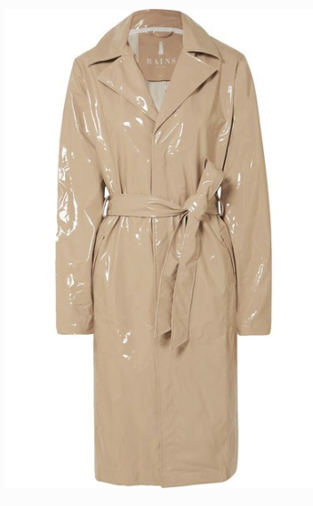 RAINS Glossed-PU trench coat