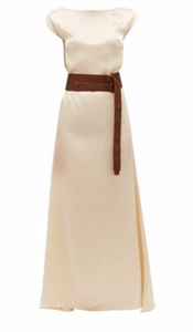ALBUS LUMEN  Inez boat-neck belted silk-satin dress