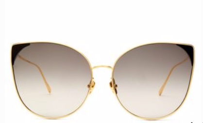 LINDA FARROW  Oversized cat-eye gold-plated sunglasses