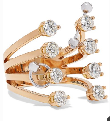 DELFINA DELETTREZ 18-karat rose and white gold diamond ring